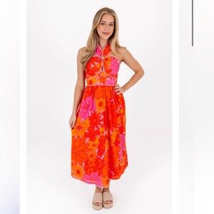 J Marie Lizzie Cross Ric Rac Midi Dress size Small